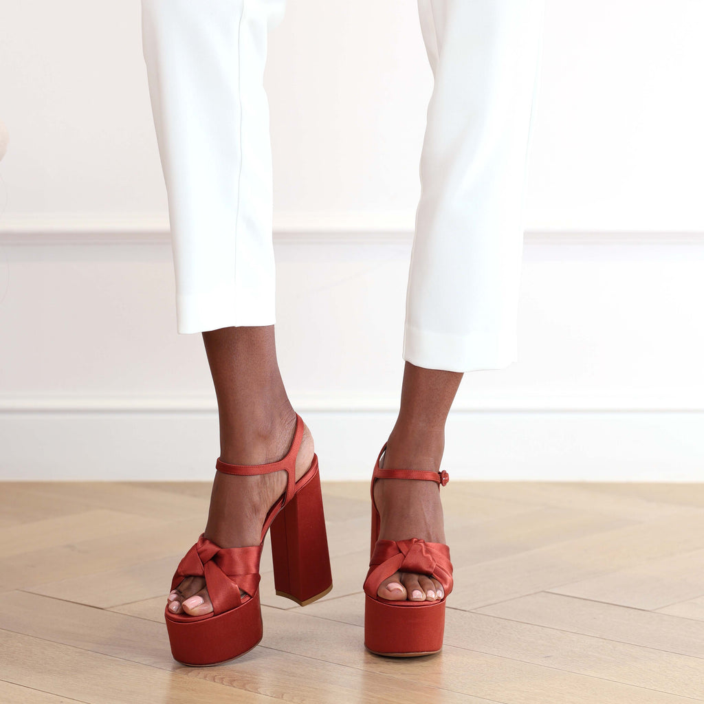 Platform Vera - Burnt Orange Satin