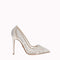 Pump Auroria 105 - White Satin Mesh with bespoke Crystal Flower Embroidery