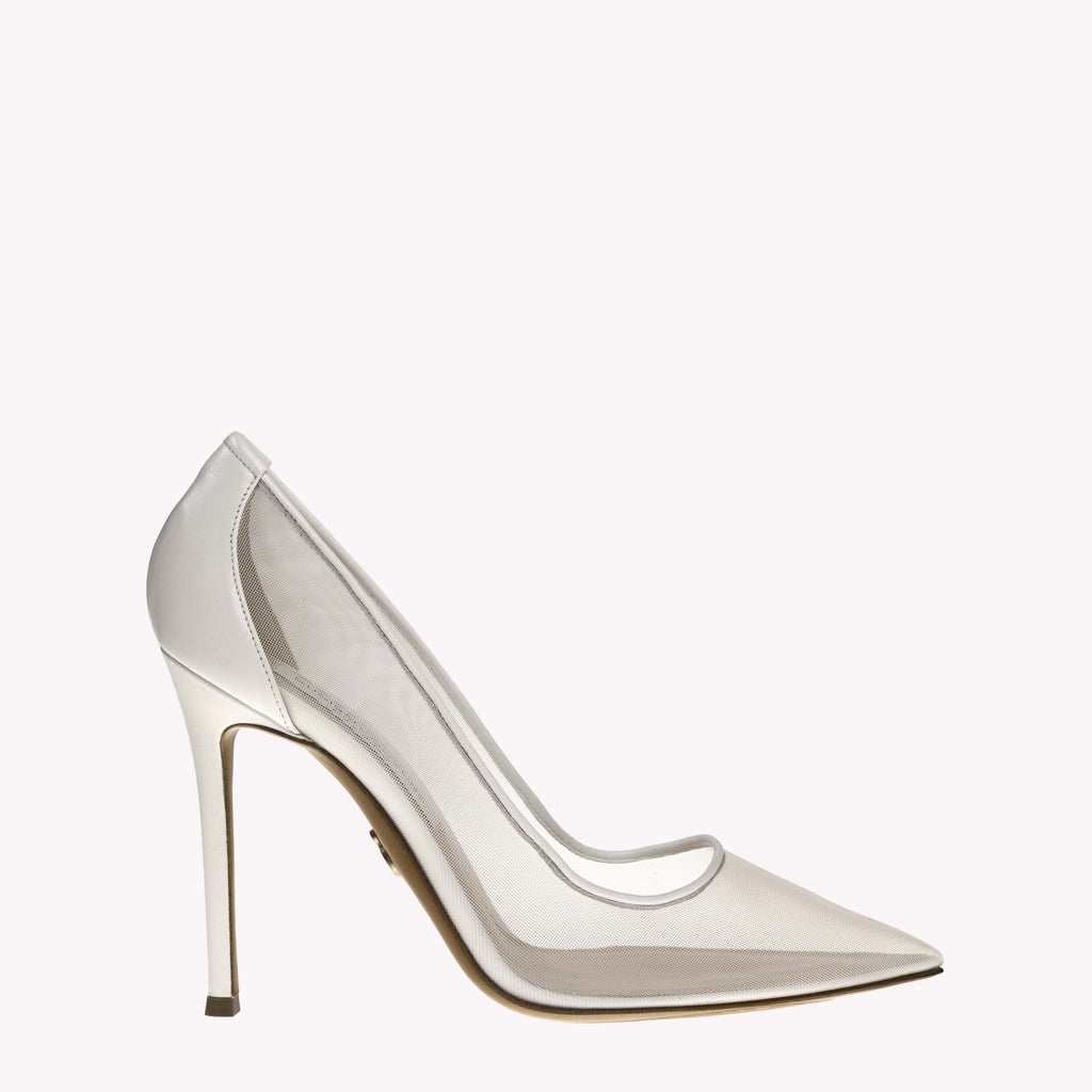 Pump Victoria 105 - Radiant White Nappa Mesh
